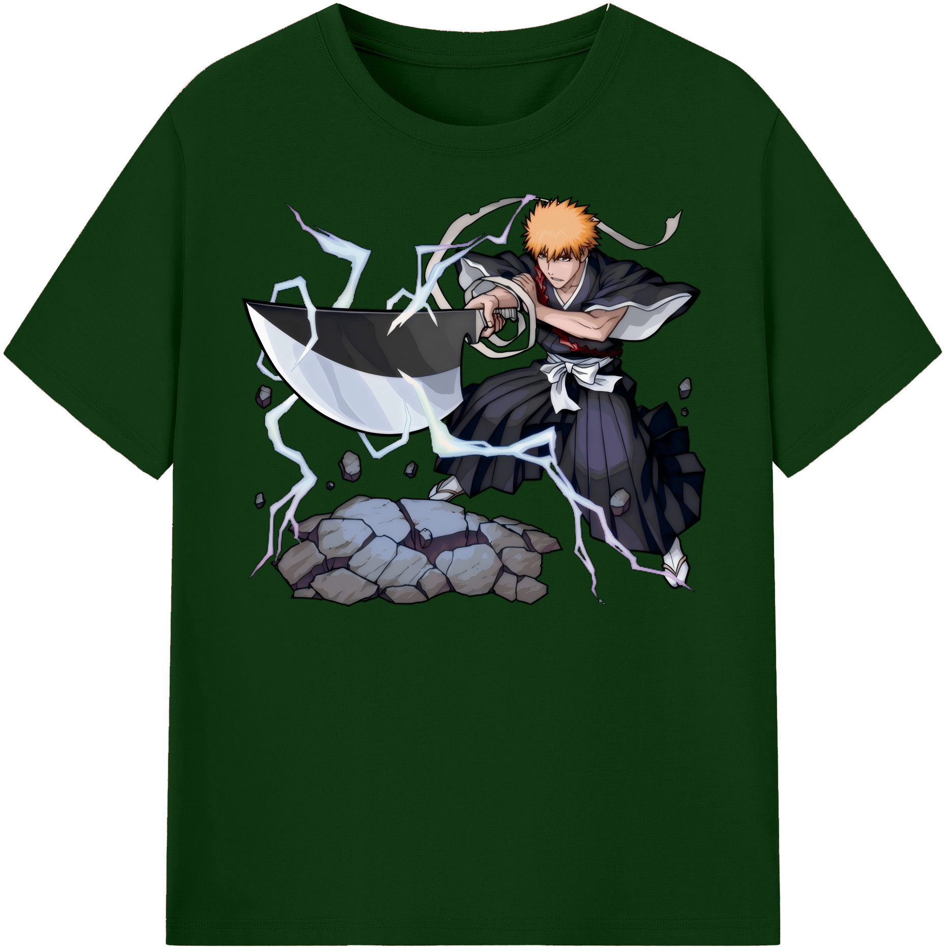 （画像用） ブリーチ 黒崎一護（くろさき いちご）BLEACH Kurosaki Ichigo 綿100％半袖Tシャツ（フロントプリント）